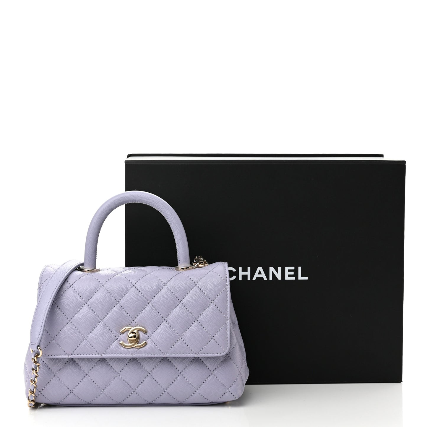 Caviar Quilted Mini Coco Handle Flap Light Purple