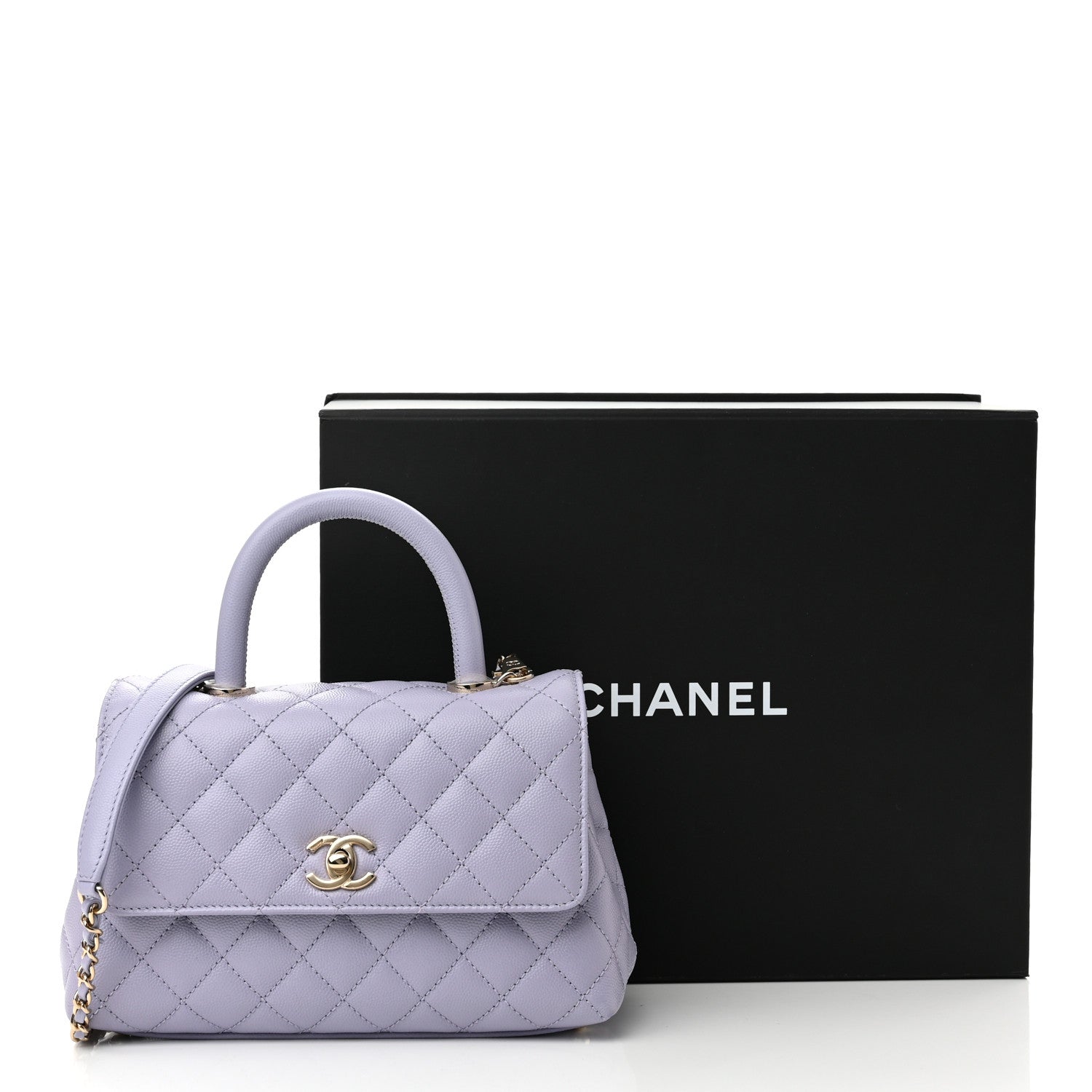 Chanel Caviar Quilted Mini Coco Handle Flap Light Purple 10 of 10