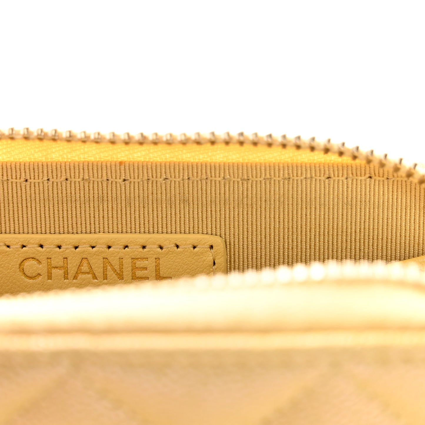 Iridescent Caviar Quilted Zip Coin Purse Yellow