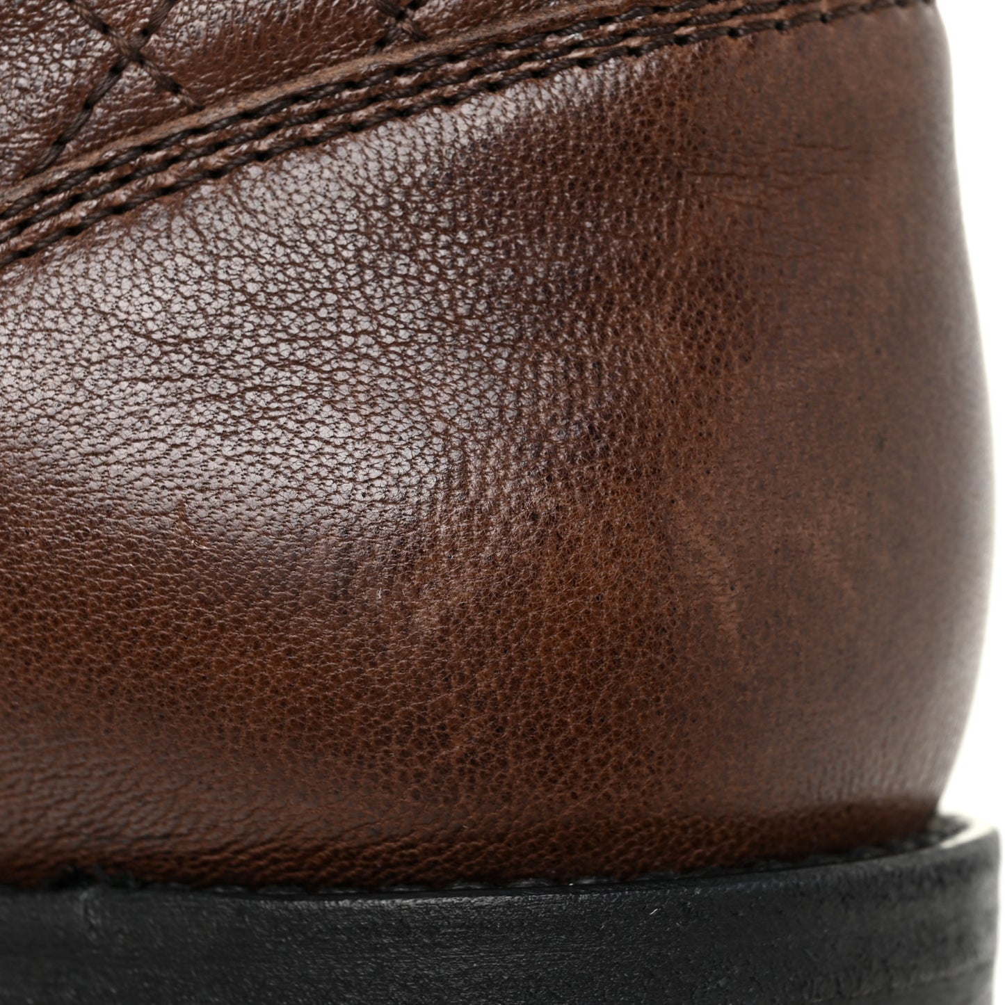 Sheepskin Quilted CC Tall Lace Up Combat Boots 41 Dark Brown