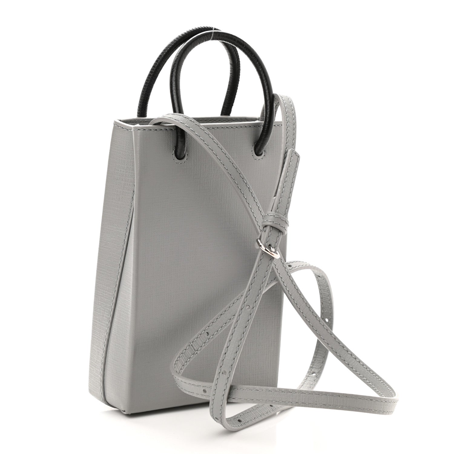 Balenciaga Squared Calfskin Logo Shopping Phone Holder Bag Balenciaga Grey 3 of 7