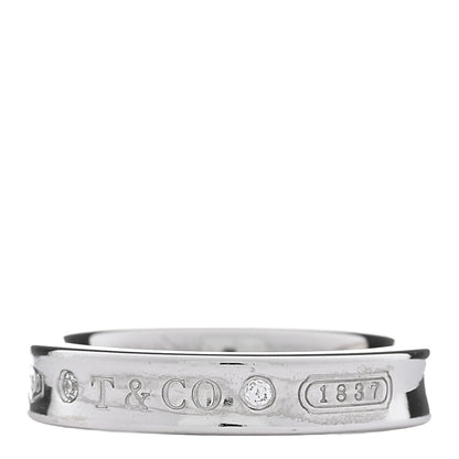 Tiffany 18K White Gold Diamond Narrow 1837 Ring 52 6 2 of 8