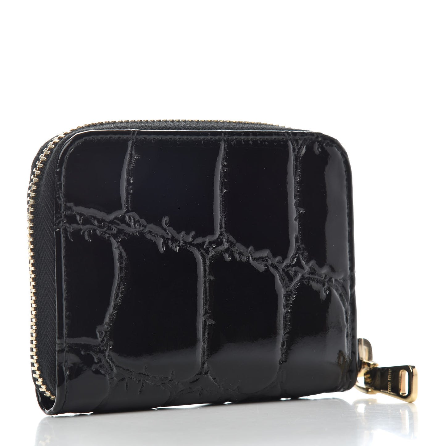 Vernice Alligator Embossed Zip Around Wallet Black