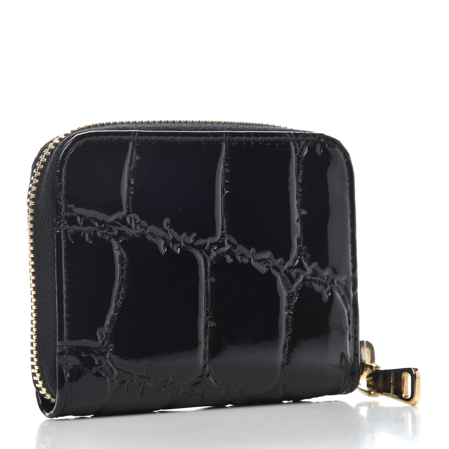 Miu Miu Vernice Alligator Embossed Zip Around Wallet Black 3 of 6