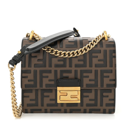 Fendi Vitello Liberty Bi-Color FF 1974 Embossed Small Kan U Shoulder Bag Maya Black 1 of 13