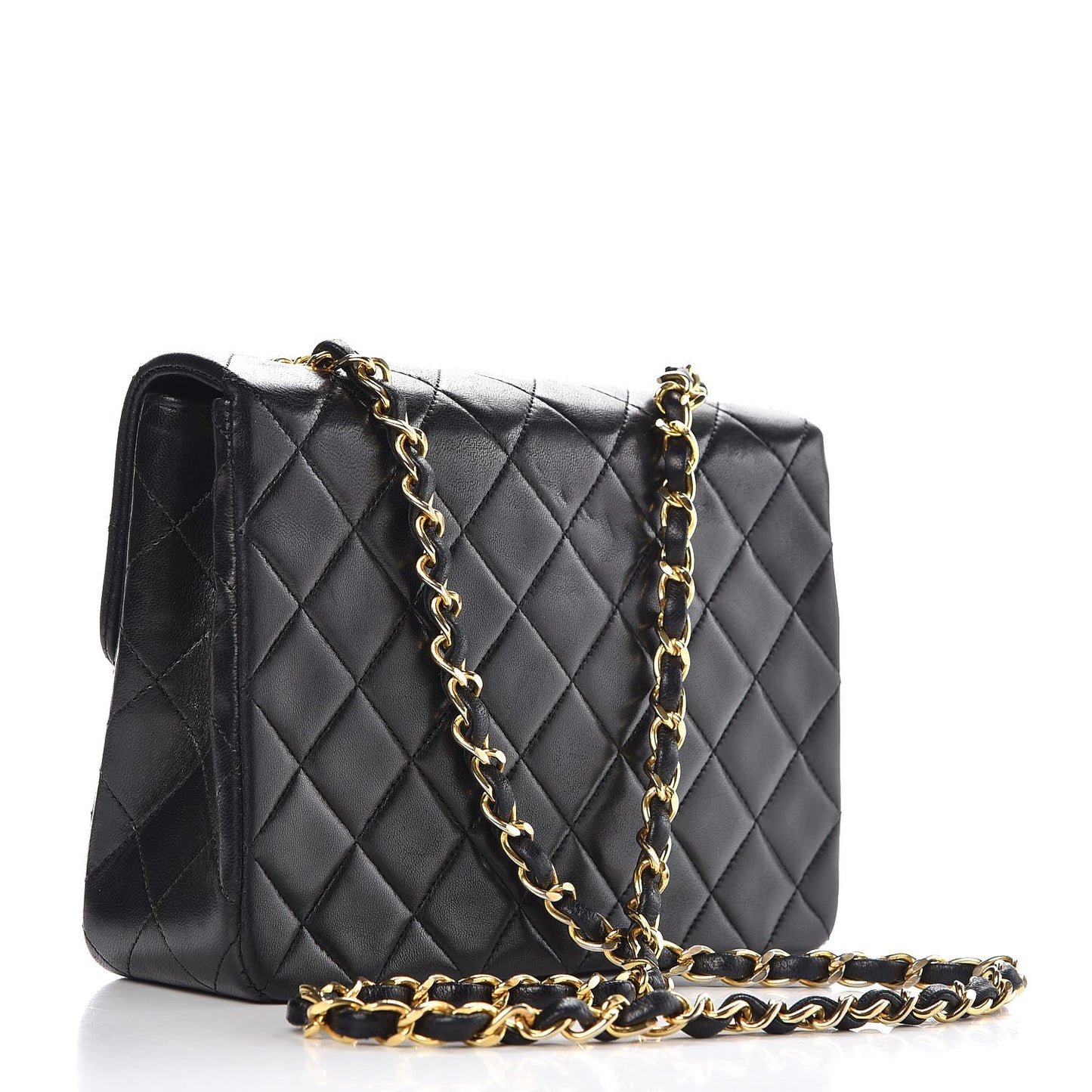 Lambskin Quilted Mini Square Flap Bag Black