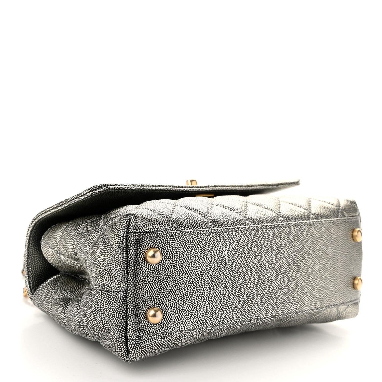 Chanel Metallic Caviar Quilted Mini Coco Handle Flap Silver 4 of 10