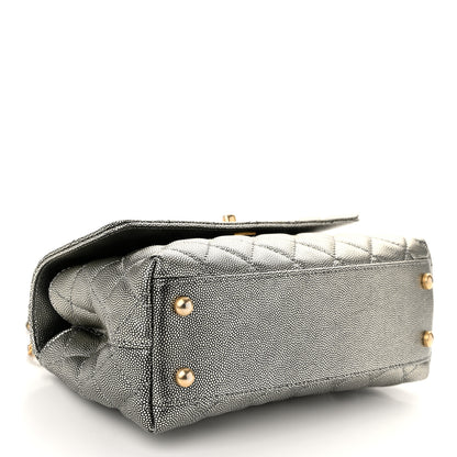 Chanel Metallic Caviar Quilted Mini Coco Handle Flap Silver 4 of 10