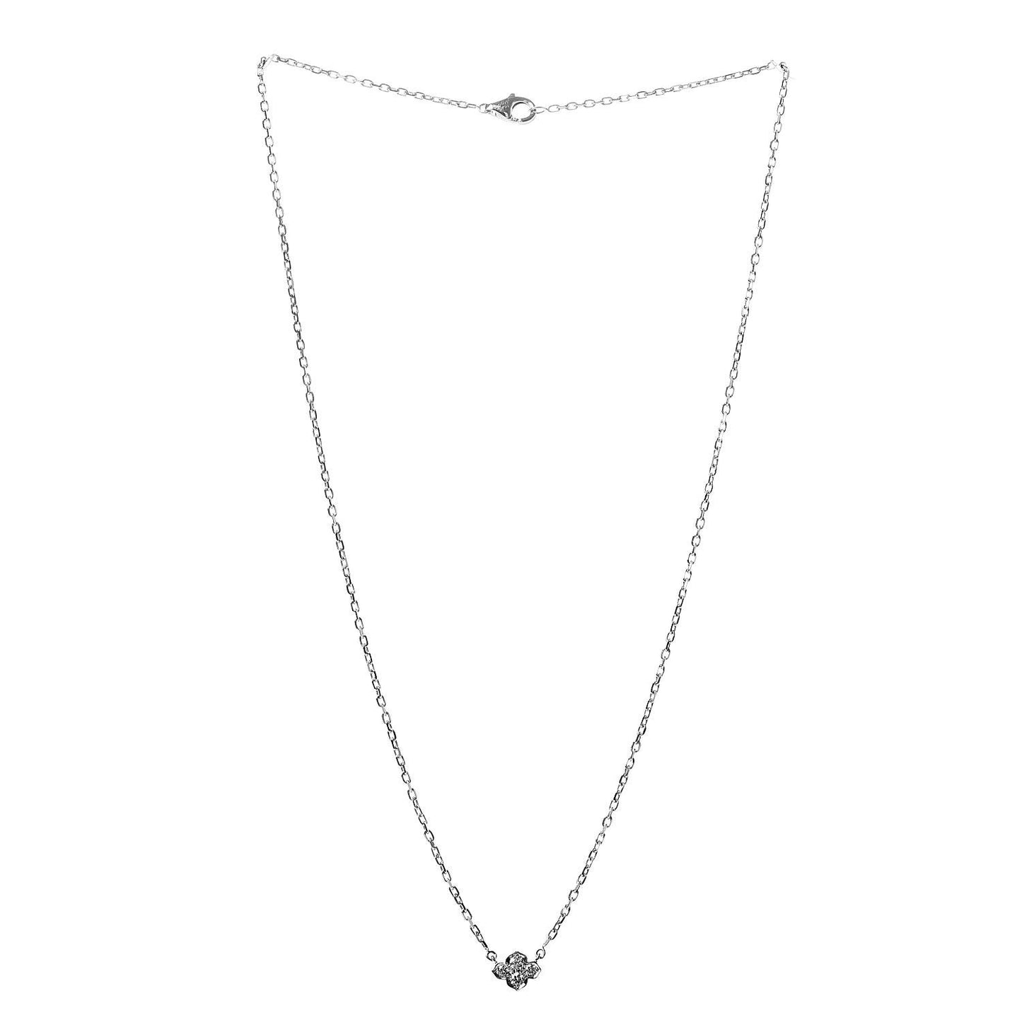 18K White Gold Diamond .14ctw Hindu Floral Pendant Necklace
