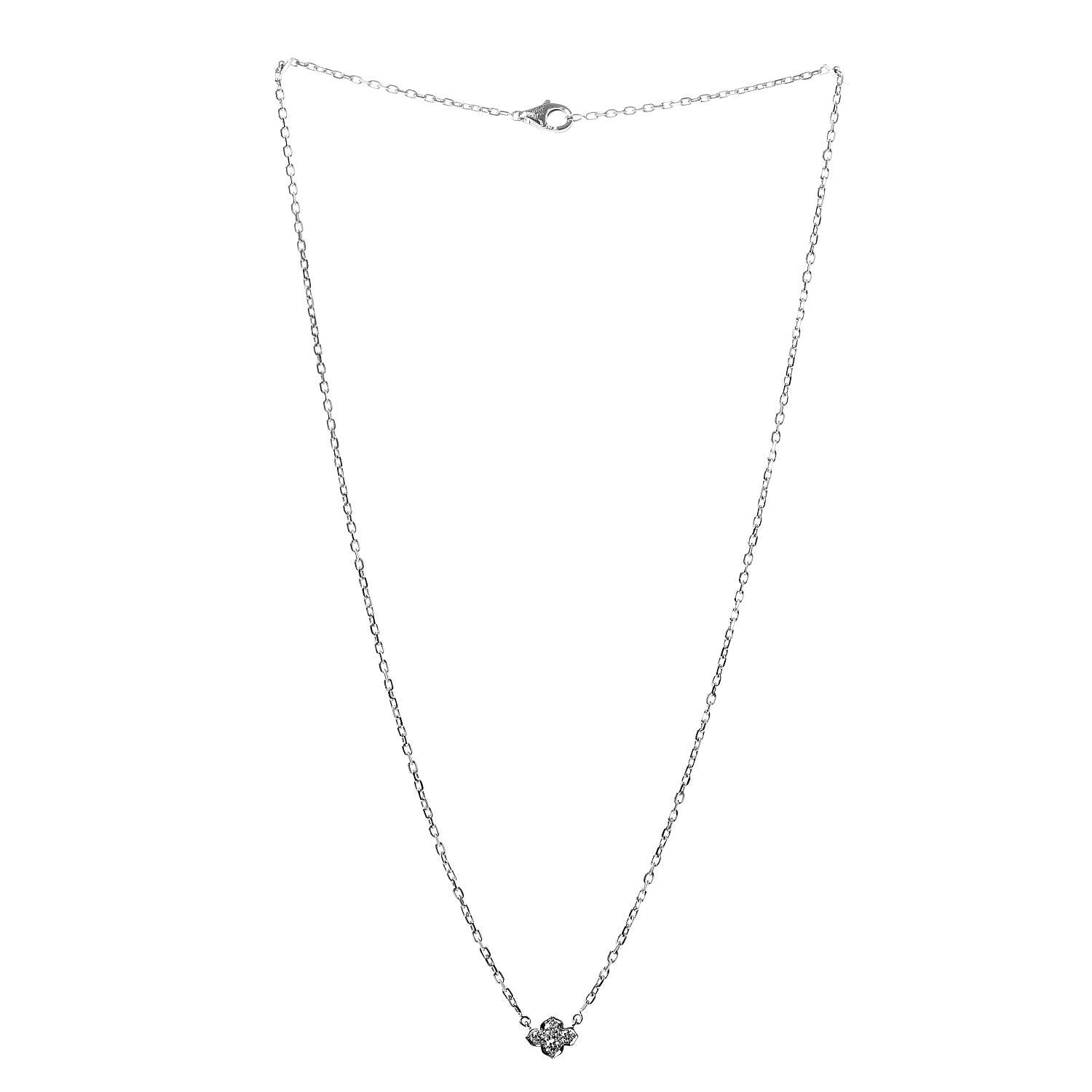 Cartier 18K White Gold Diamond .14ctw Hindu Floral Pendant Necklace 3 of 7