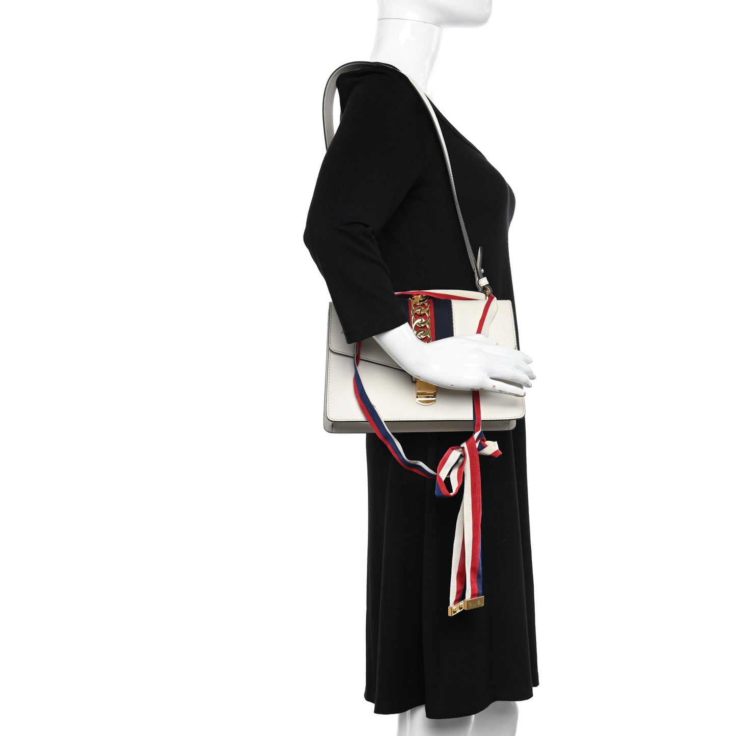 Calfskin Small Sylvie Shoulder Bag Off White