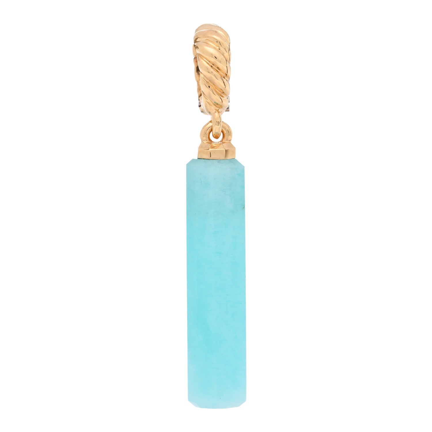 David Yurman 18K Yellow Gold Amazonite Barrel Amulet Pendant 1 of 3