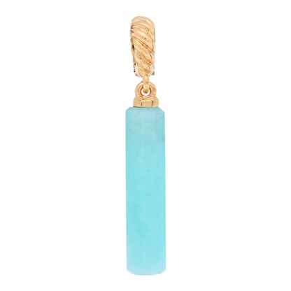 David Yurman 18K Yellow Gold Amazonite Barrel Amulet Pendant 1 of 3