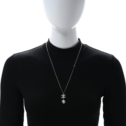 Chanel Crystal Pearl CC Lace Camellia Necklace Silver 3 of 4