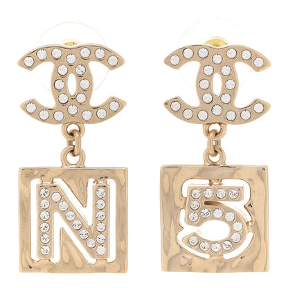 Chanel Crystal CC No 5 Drop Earrings Gold 1 of 5