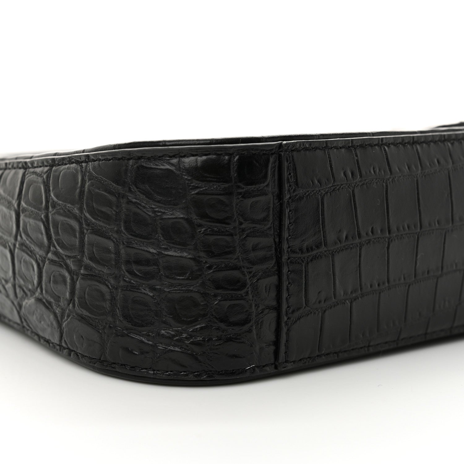 Saint Laurent Calfskin Crocodile Embossed Le 5 A 7 Hobo Black 9 of 11