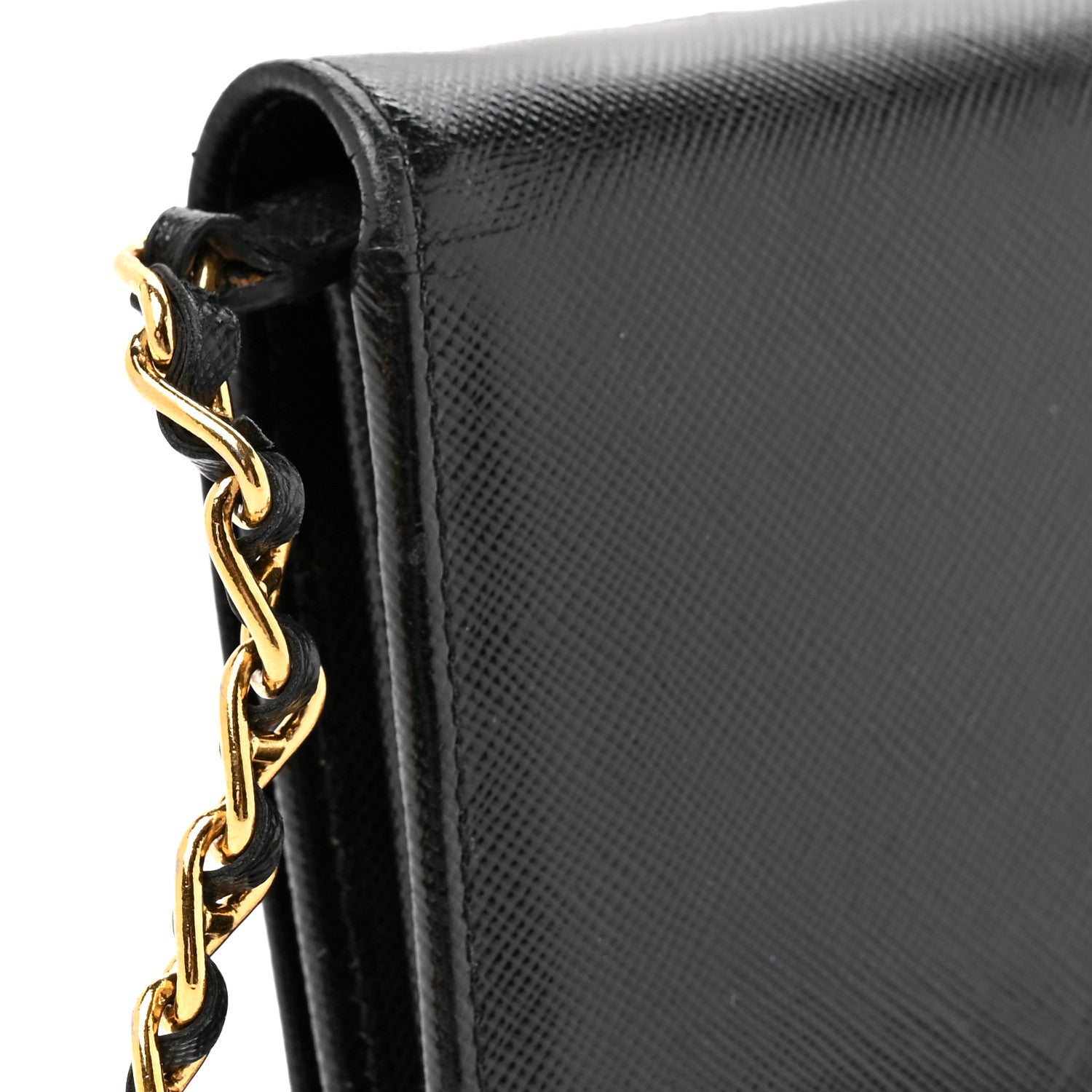Prada Saffiano Metal Oro Chain Wallet Black 13 of 13