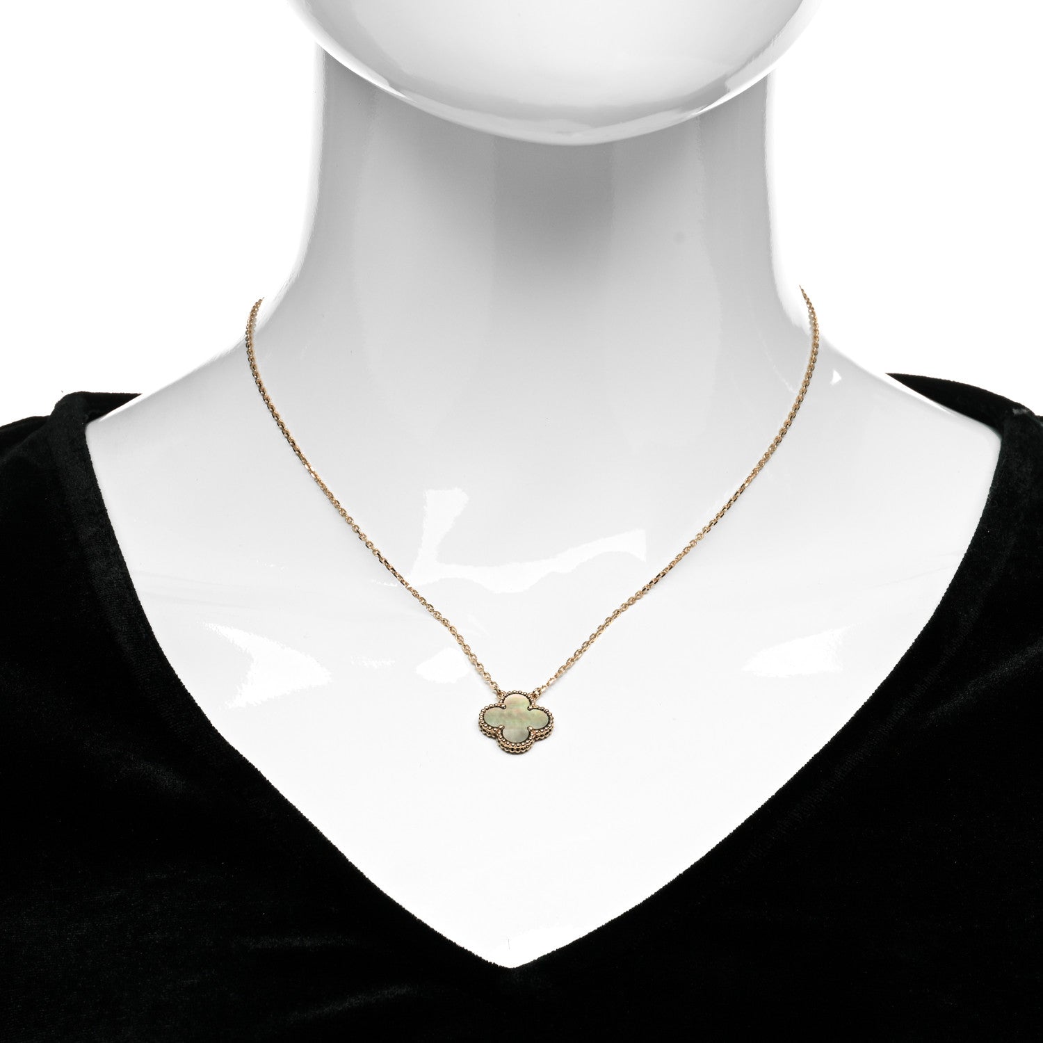 Van Cleef & Arpels 18K Rose Gold Gray Mother of Pearl Vintage Alhambra Pendant Necklace 2 of 6