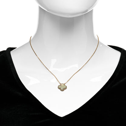 Van Cleef & Arpels 18K Rose Gold Gray Mother of Pearl Vintage Alhambra Pendant Necklace 2 of 6