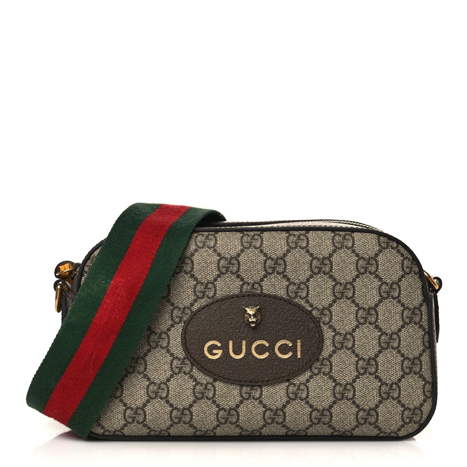 Gucci GG Supreme Monogram Web Neo Vintage Shoulder Bag Beige New Acero Crop 1 of 10