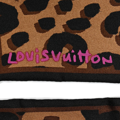 Louis Vuitton Silk Leopard Bandeau Scarf Marron 3 of 4