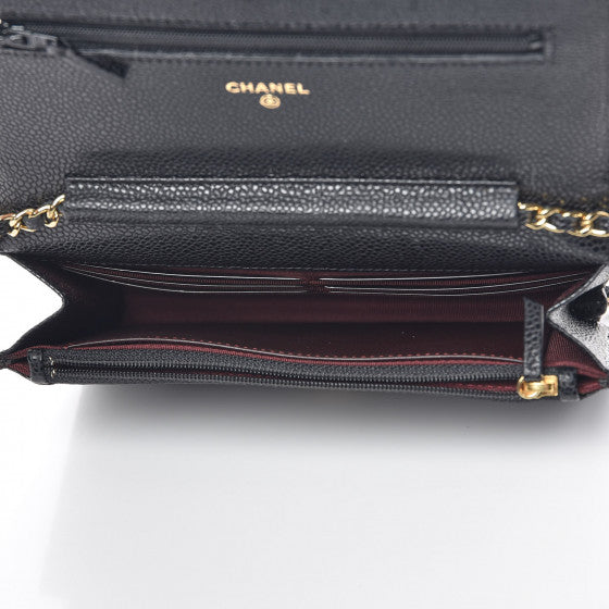 Caviar Quilted Wallet On Chain WOC Black