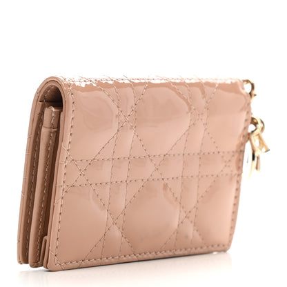 Christian Dior Patent Cannage Small Lady Dior Flap Card Holder Rose De Vents 3 of 6