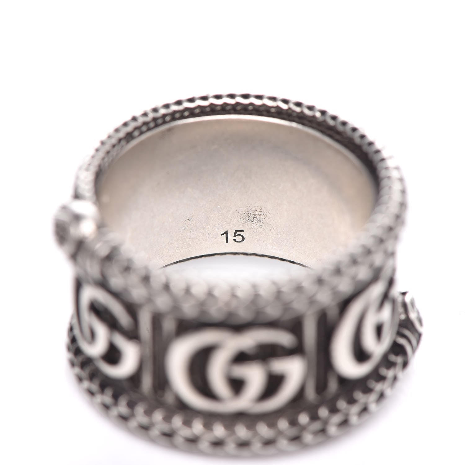 Gucci Sterling Silver GG Marmont Snake Band Ring 55 7.5 7 of 8