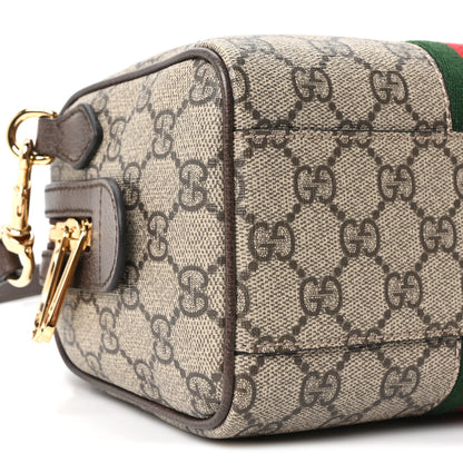 Gucci GG Supreme Monogram Textured Dollar Calfskin Web Mini Ophidia Top Handle Bag Beige Ebony New Acero 9 of 11