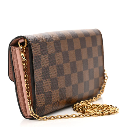 Louis Vuitton Damier Ebene Croisette Chain Wallet Rose Ballerine 3 of 16