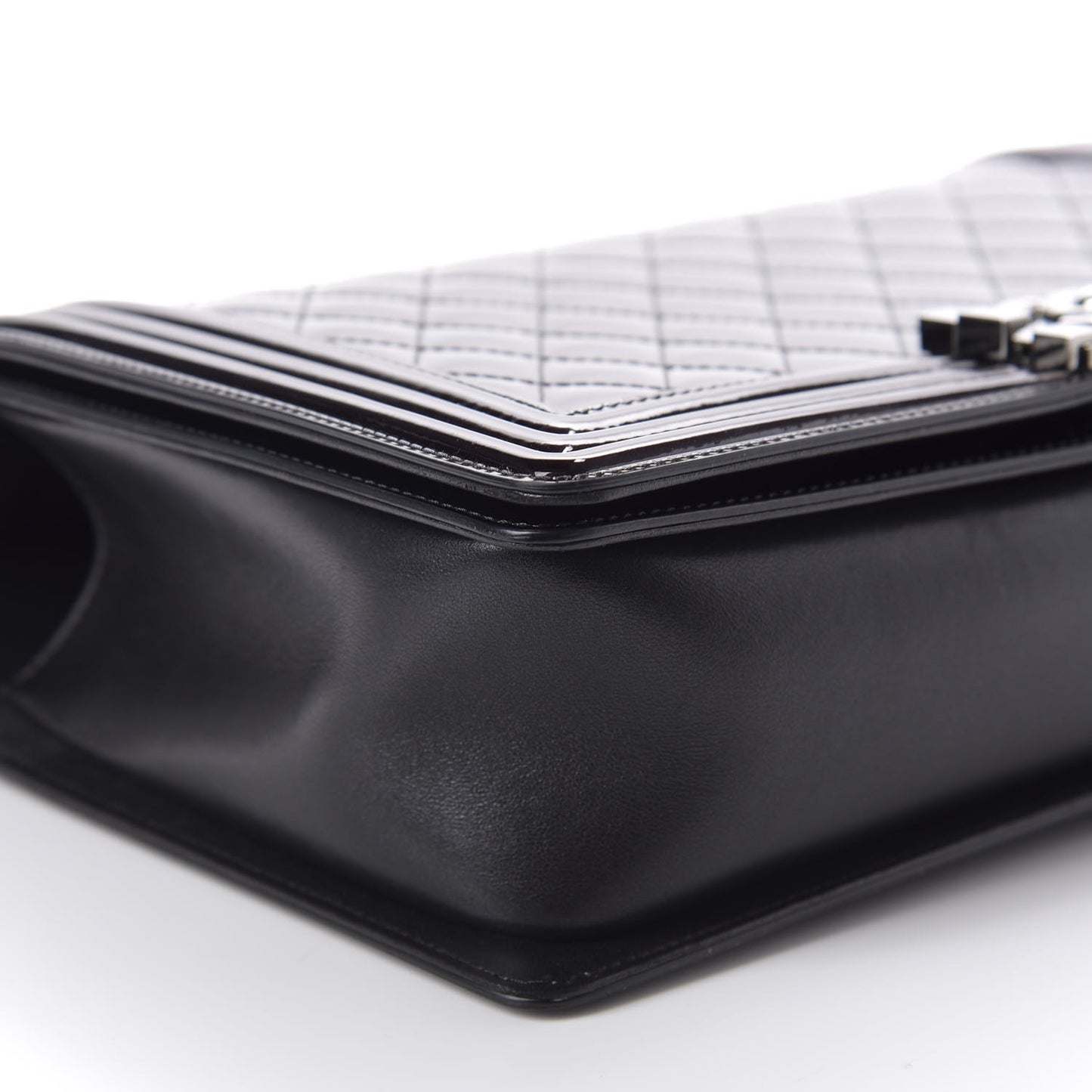 Patent Quilted New Medium Boy Flap Black