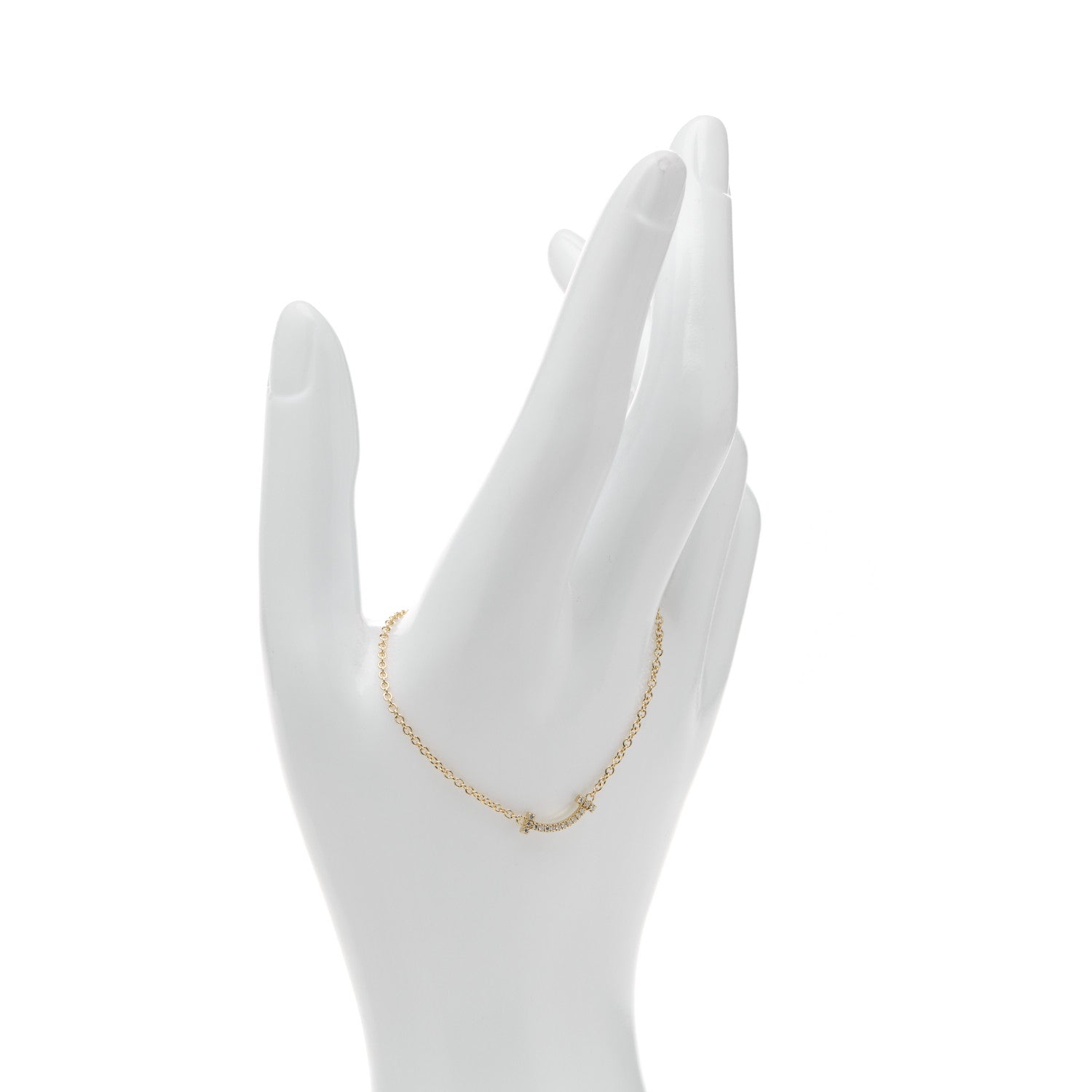 Tiffany 18K Yellow Gold Diamond Mini T Smile Bracelet 2 of 6