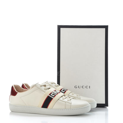 Gucci Calfskin Stripe Womens New Ace Sneakers 41 New Mystic White Ecru Red Flame 11 of 11