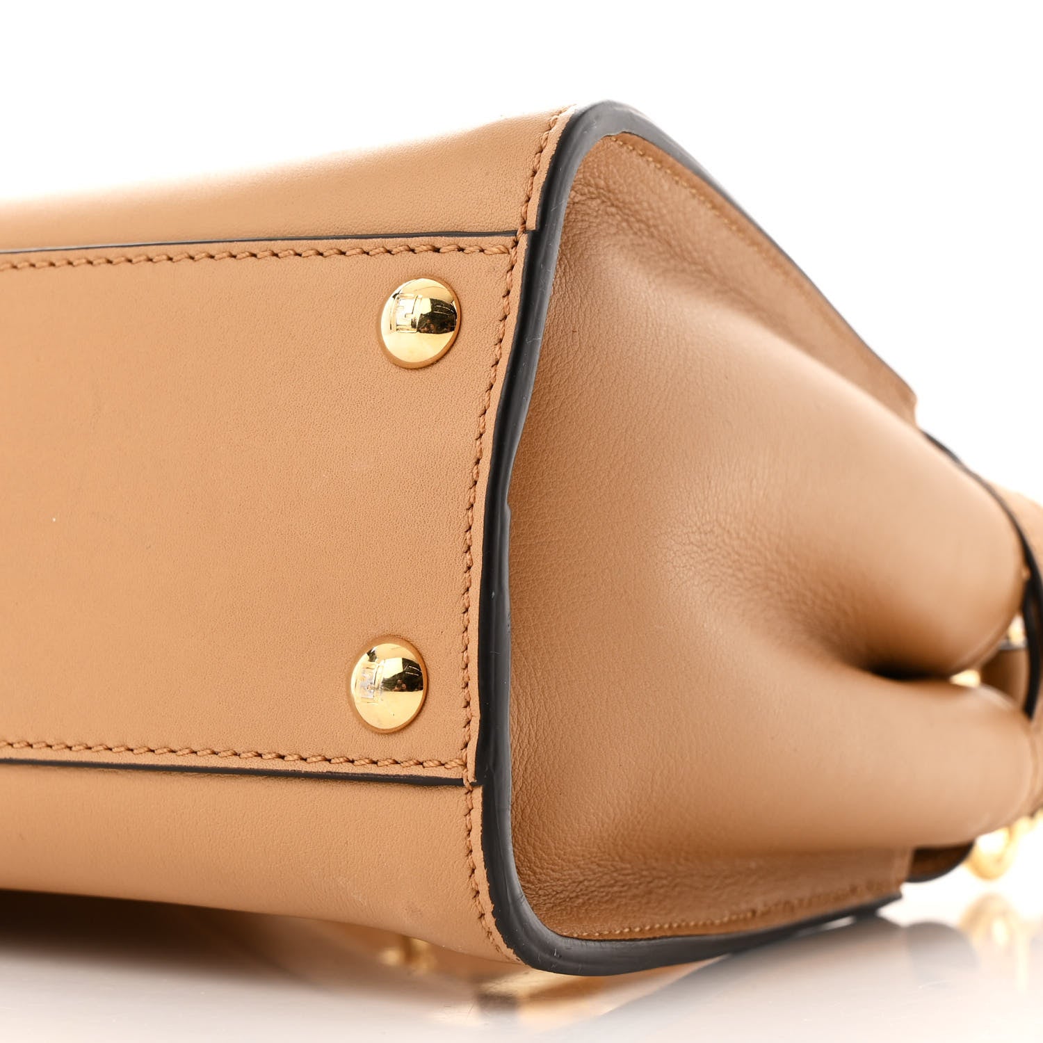Fendi Vitello Seta Canvas FF Embroidered Mini Peekaboo Iconic Satchel Miele Scuro Poudre 11 of 11