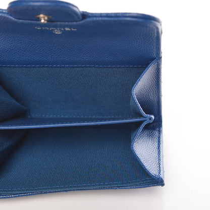 Chanel Caviar Chevron Quilted Card Holder Wallet Bright Blue 5 of 9