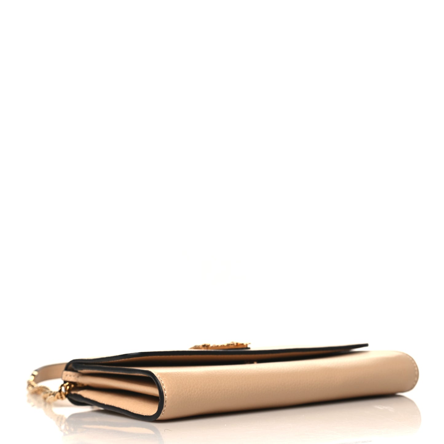 Grainy Calfskin Virtus Chain Crossbody Beige