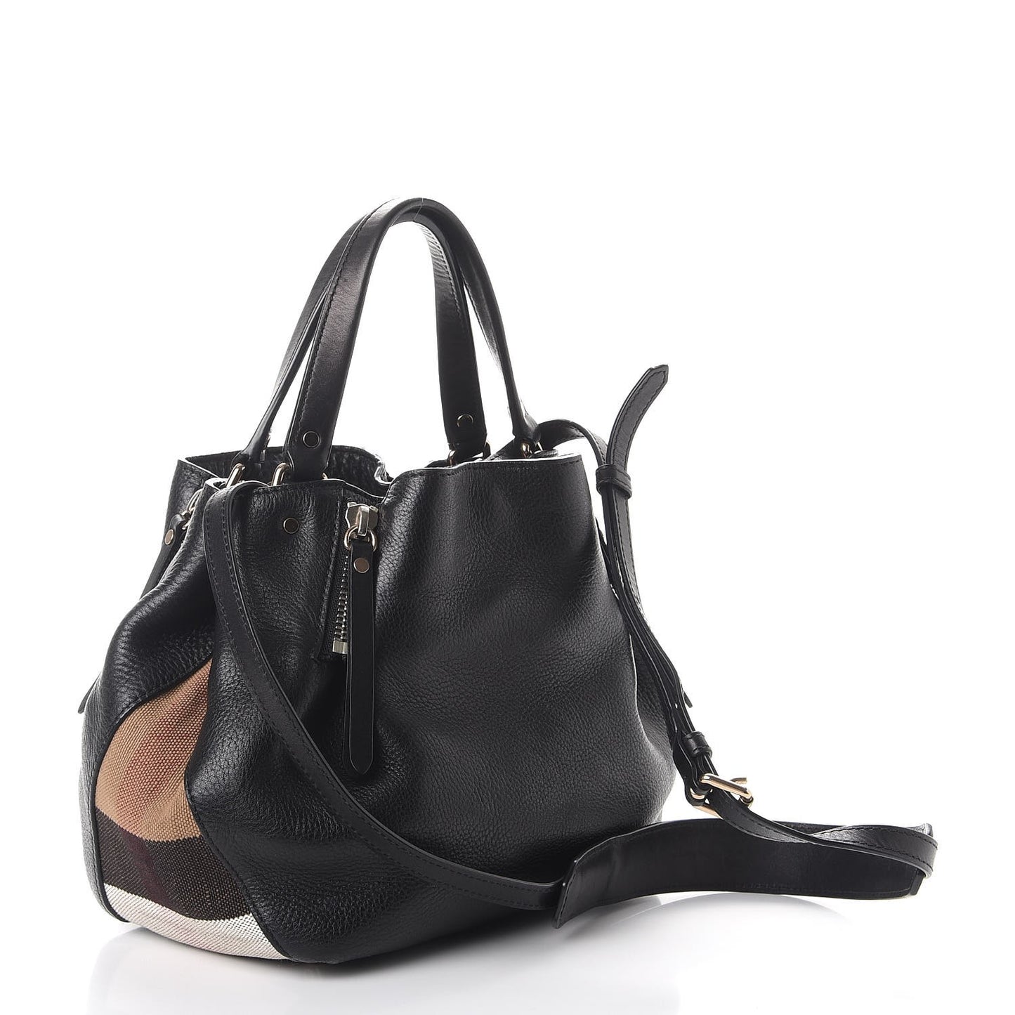 Grainy Calfskin House Check Small Maidstone Black