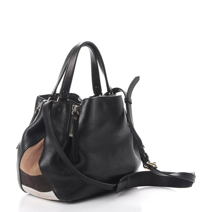 Burberry Grainy Calfskin House Check Small Maidstone Black 3 of 9