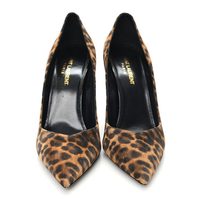 Saint Laurent Suede Leopard Printed Anja Pumps 37.5 Natural Coffee 3 of 10