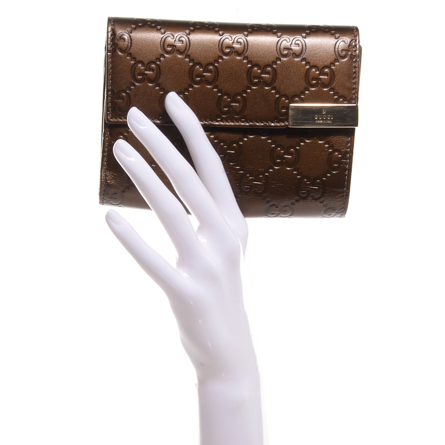 Gucci Guccissima Dice Compact Trademark Wallet Bronze 2 of 8