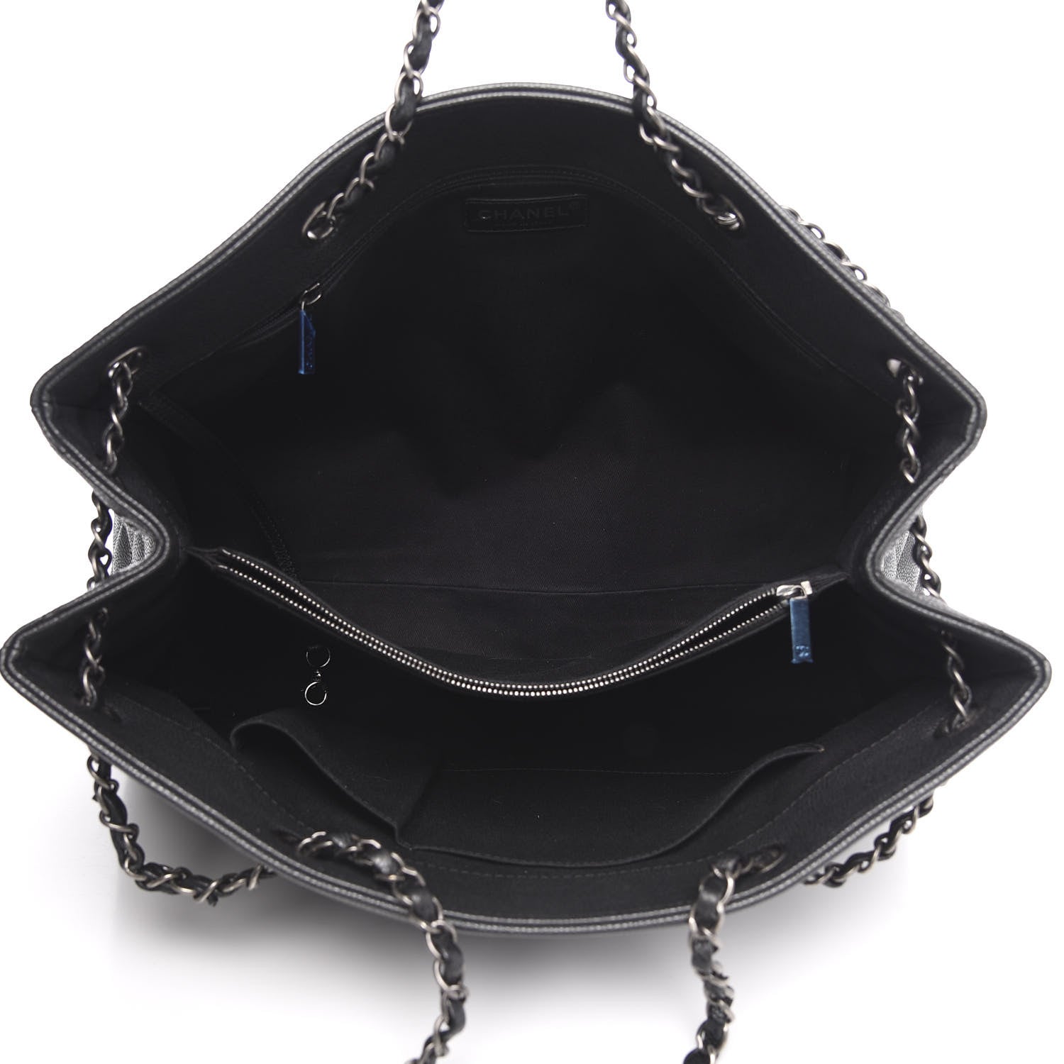 Chanel Metallic Grained Calfskin Woven Chain Large Shopping Bag Black 5 of 10