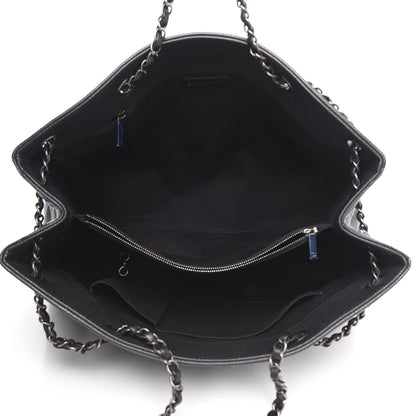 Chanel Metallic Grained Calfskin Woven Chain Large Shopping Bag Black 5 of 10