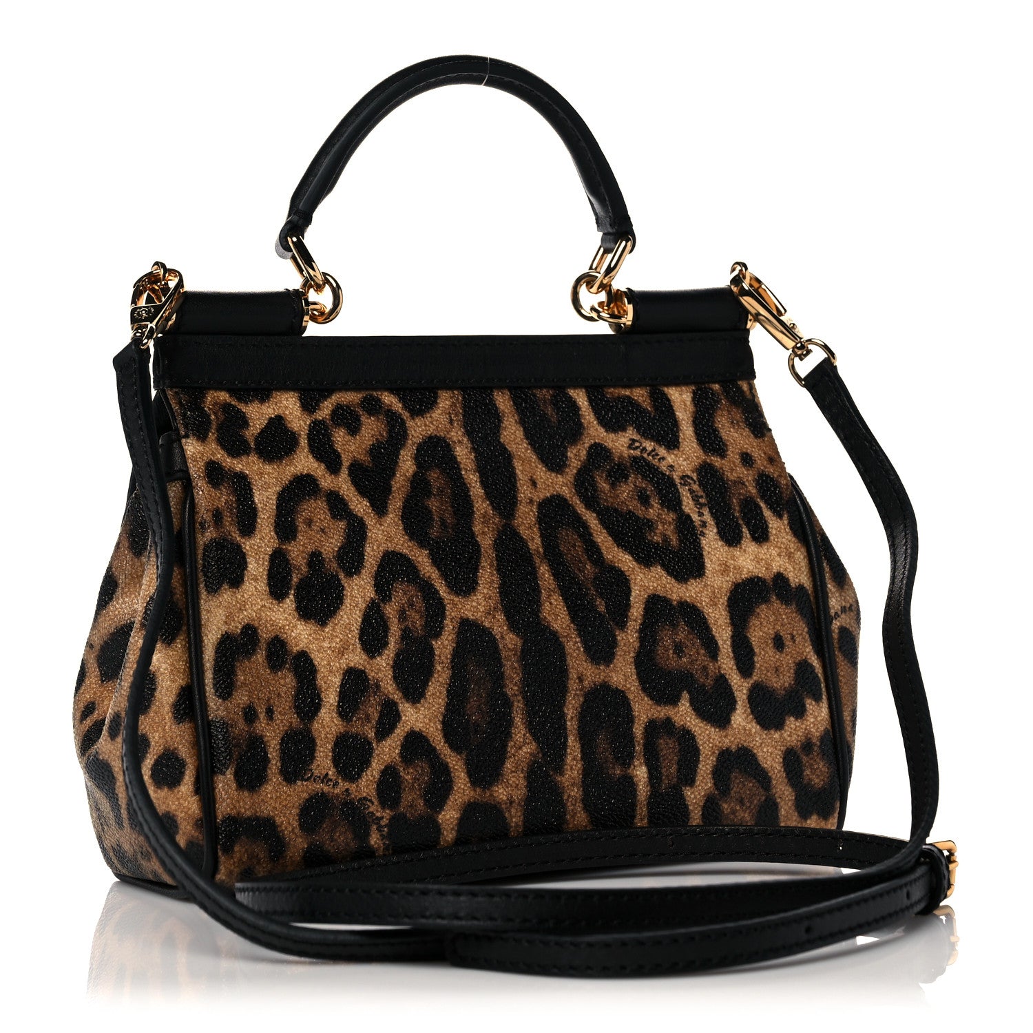 Dolce & Gabbana Dauphine Leopard Print Mini Miss Sicily Satchel Black 3 of 10