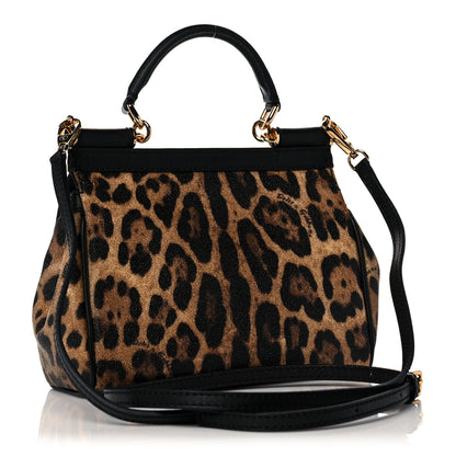Dolce & Gabbana Dauphine Leopard Print Mini Miss Sicily Satchel Black 3 of 10