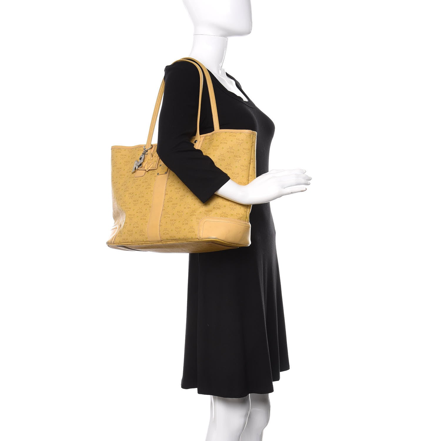 MCM Coated Canvas Shopper Tote Yellow 2 of 9