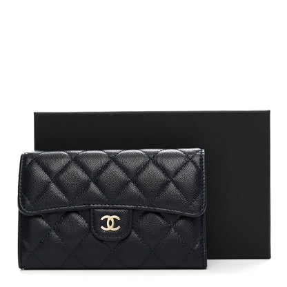 Chanel Caviar Quilted Medium Flap Wallet Dark Blue 8 of 8