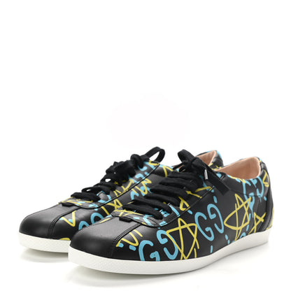 Gucci Calfskin GucciGhost Print Womens Low Top Sneakers 40 Black New Acquamarine 3 of 7