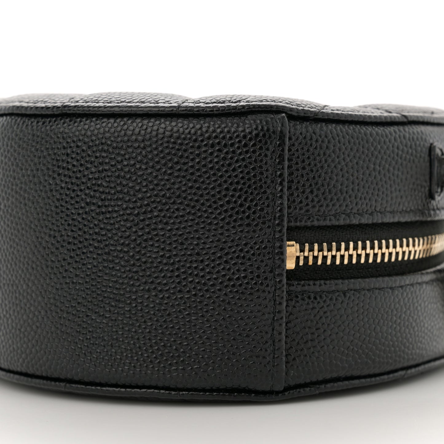 Caviar Quilted Small Round Bag With Chain Black