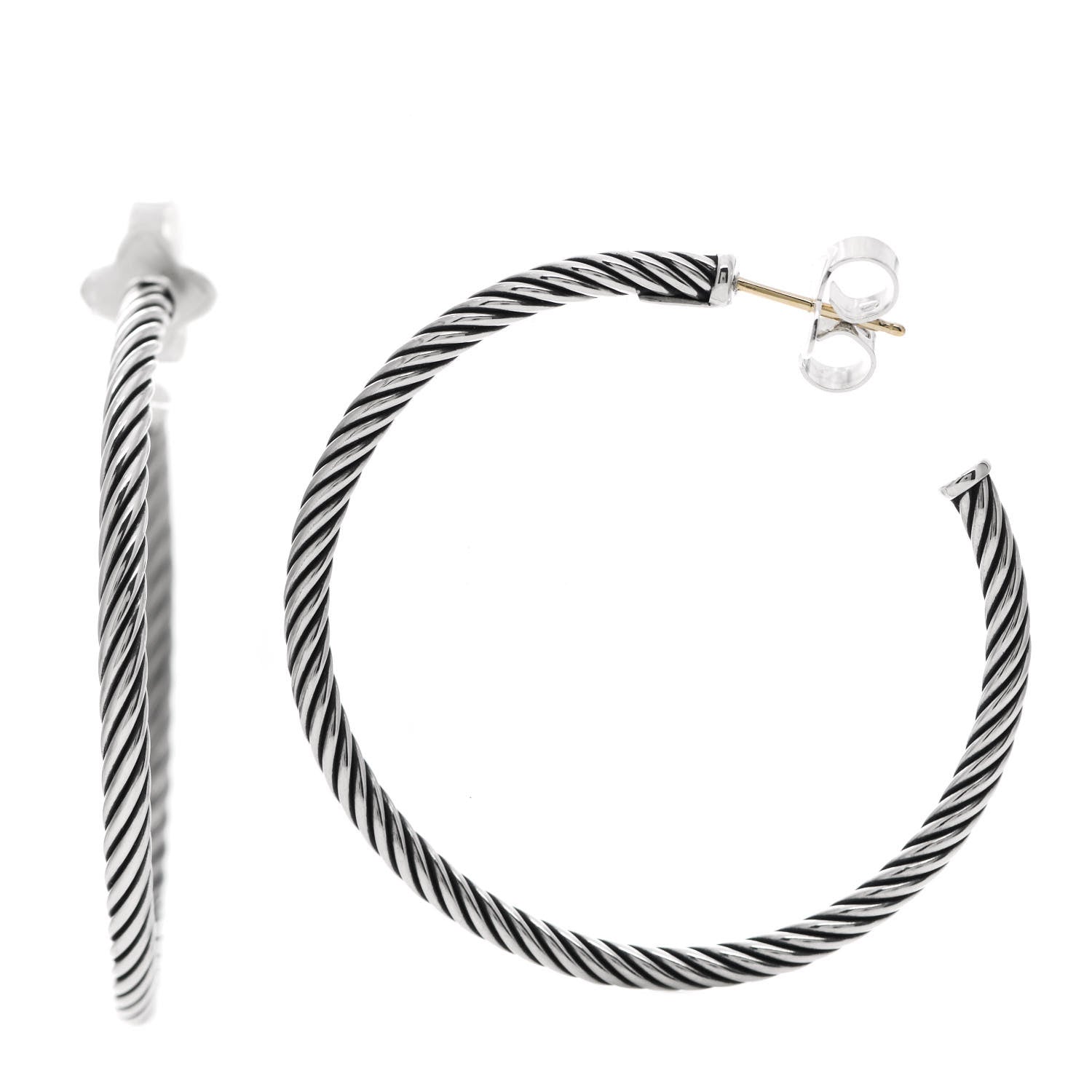 David Yurman Sterling Silver Medium Cable Classics Hoop Earrings 1 of 5