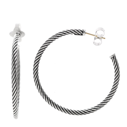 David Yurman Sterling Silver Medium Cable Classics Hoop Earrings 1 of 5
